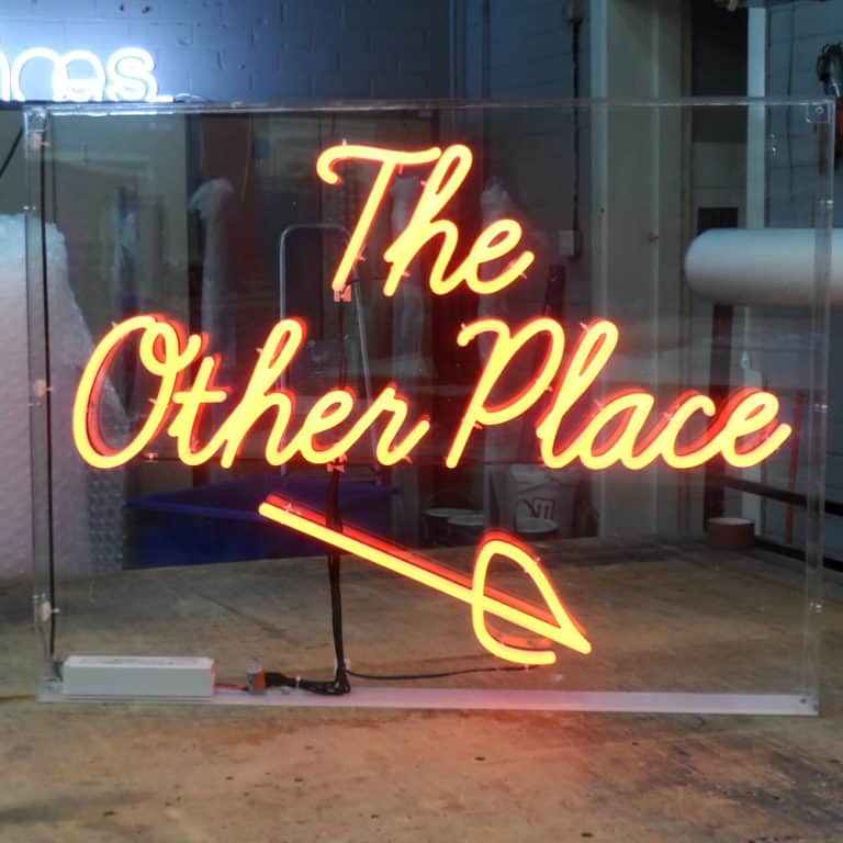 Custom Faux Neon Lettering in Acrylic Box Sign from NeonPlus
