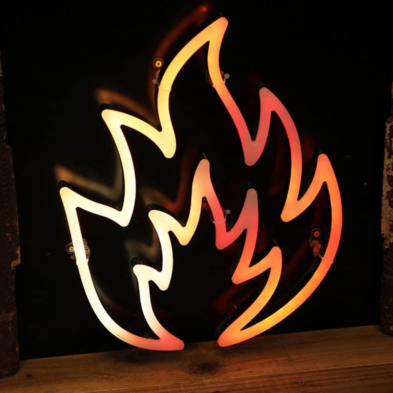 Digital faux neon with fire animation leds